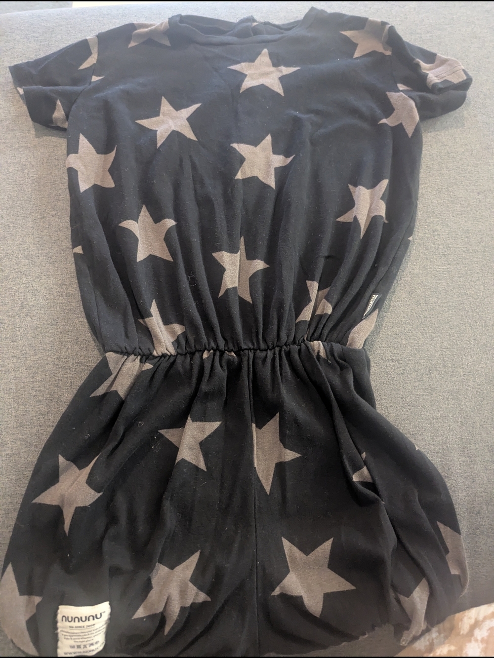 nununu Black Romper with Tan Star Print